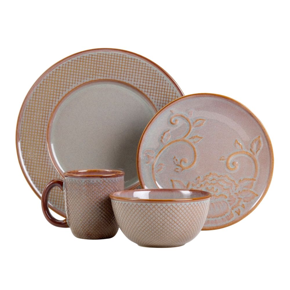 Jaclyn Smith Today Diamond Taupe 16 Piece Dinnerware Set