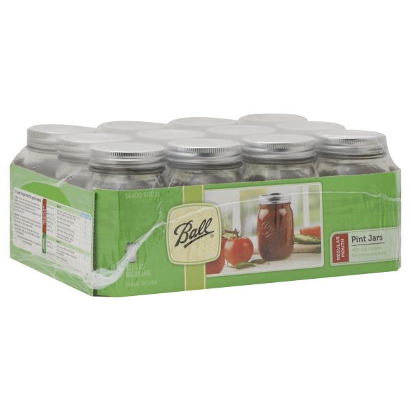 Ball Mason Jars, Regular Mouth, Pint (16 oz), 12 jars