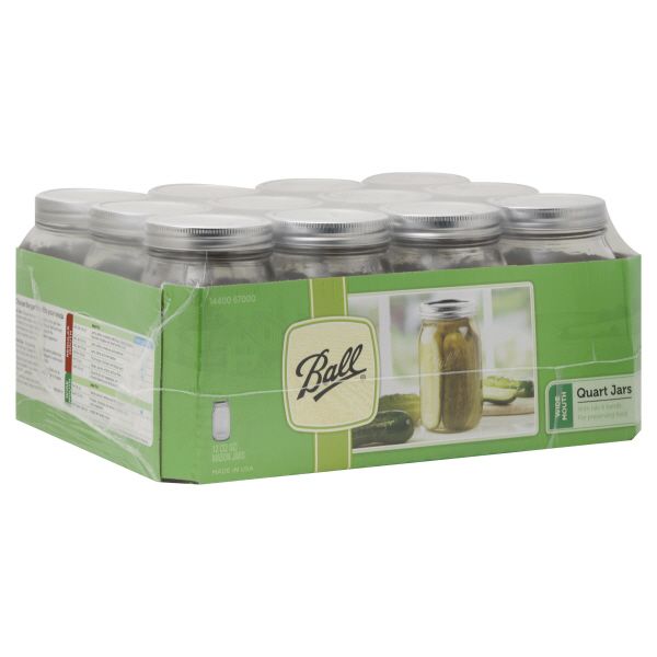 Ball Mason Jars, Wide Mouth, Quart (32 oz), 12 jars
