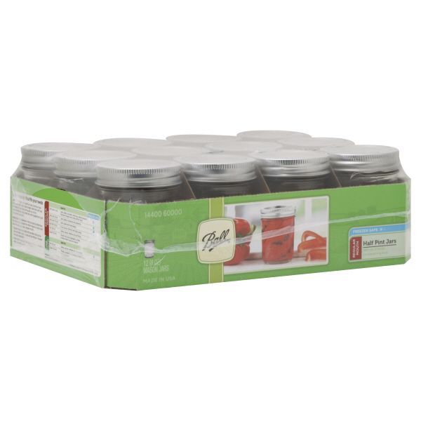 Ball Mason Jars, Regular Mouth, Half Pint (8 oz), 12 jars