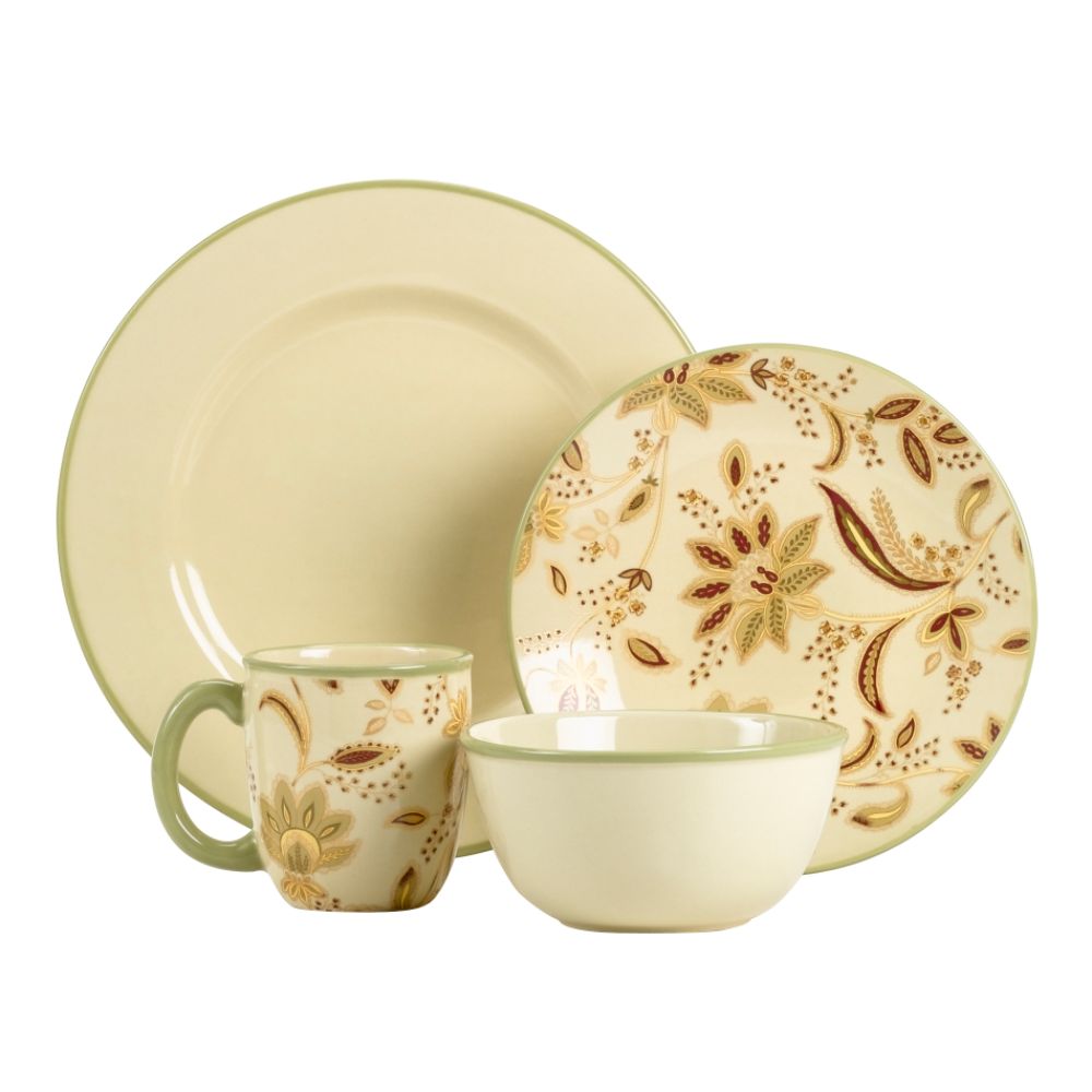 Jaclyn Smith Traditions Turkish Floral Ivory 16 Piece Dinnerware Set