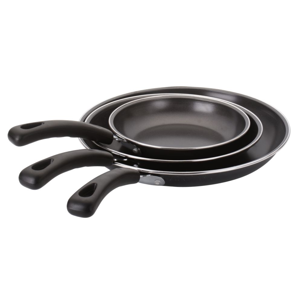 Basic Essentials Three-Piece Non-Stick Fry Pan Set