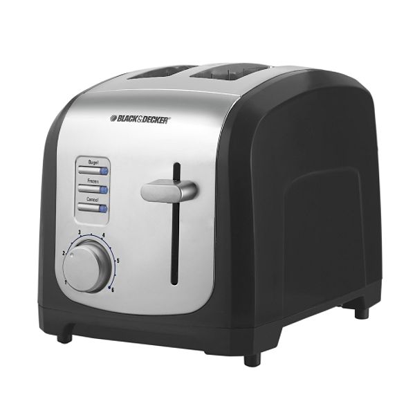 Black & Decker 2 Slice Toaster, Black and Chrome - T2030