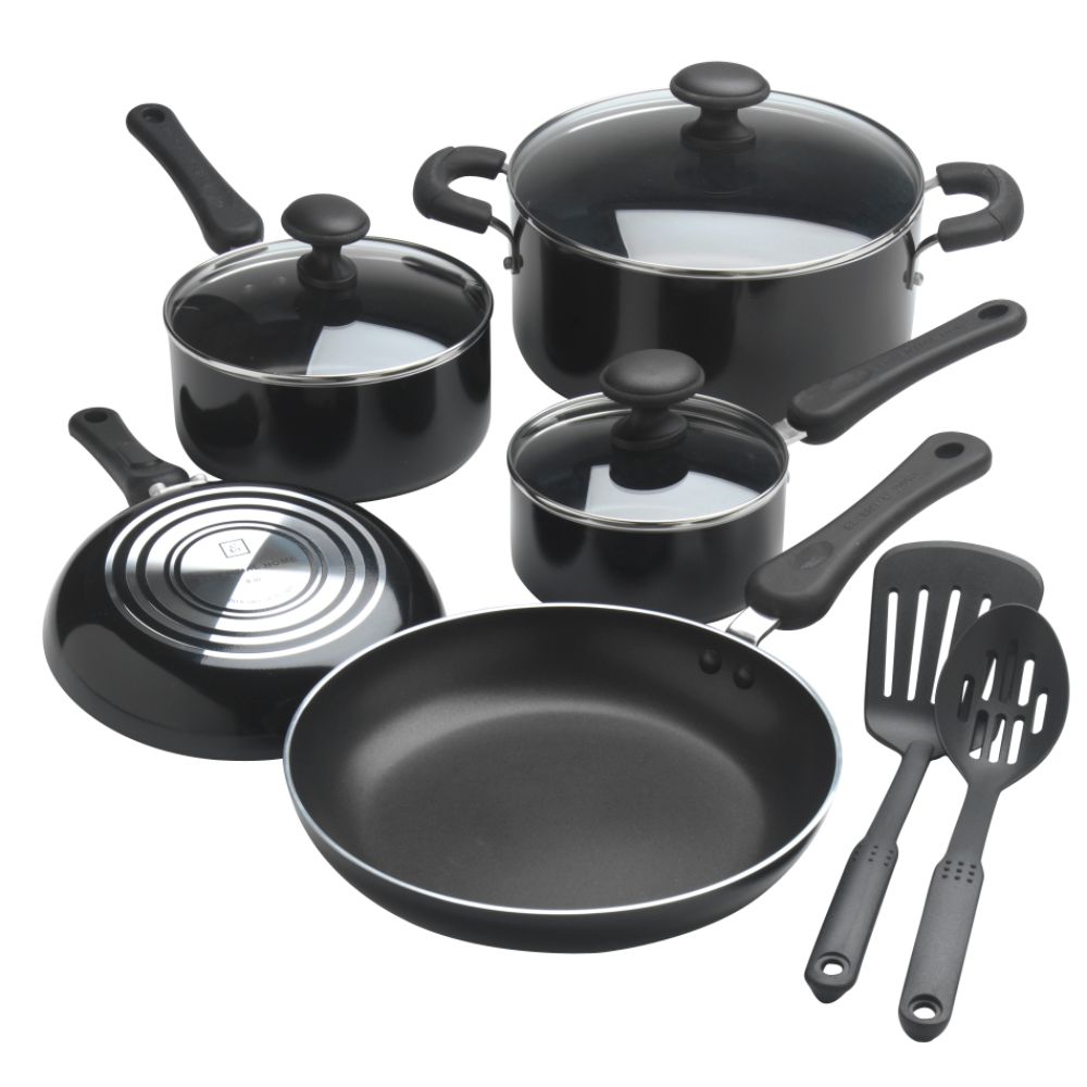 Essential Home 10 Piece Soft Grip Aluminum Cookware Set