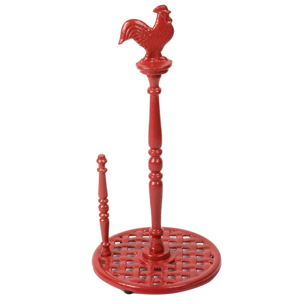 Essential Home Rooster Paper Towel Holder, Red
