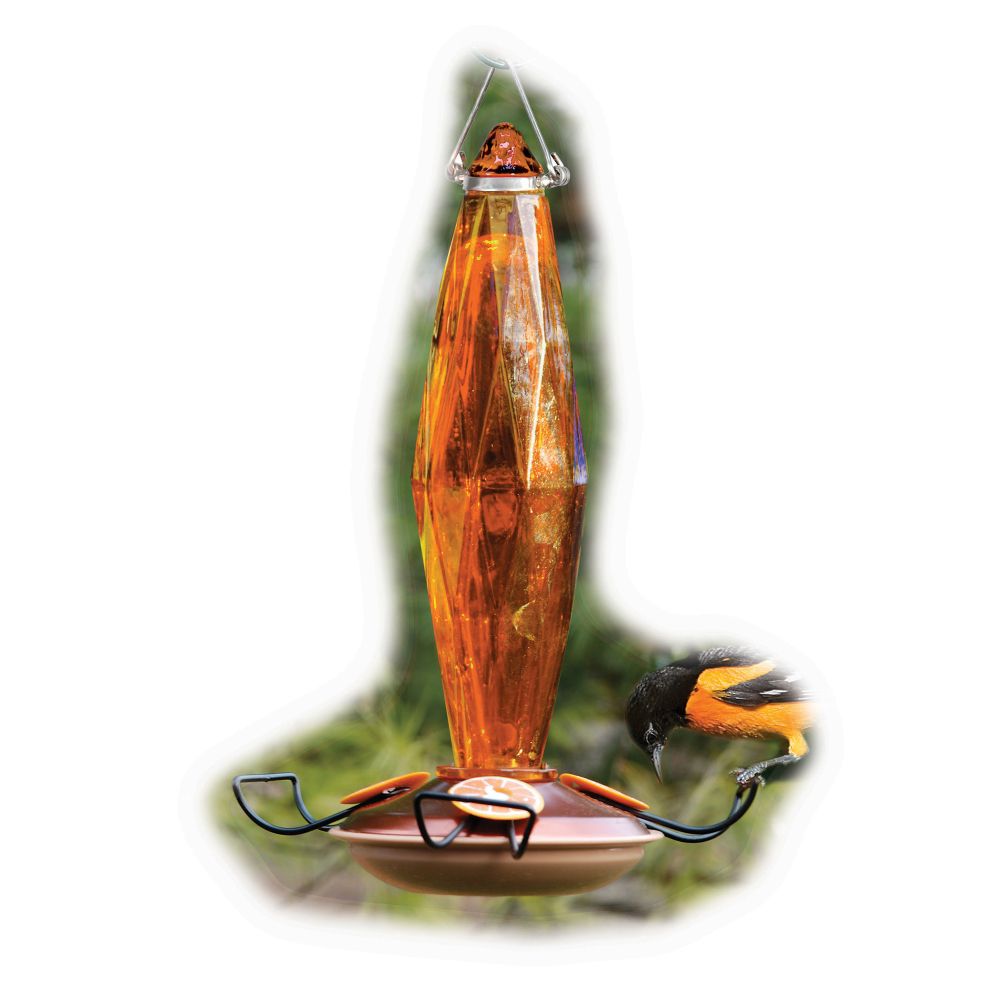 Audubon Cut Glass Amber Colored Oriole Feeder