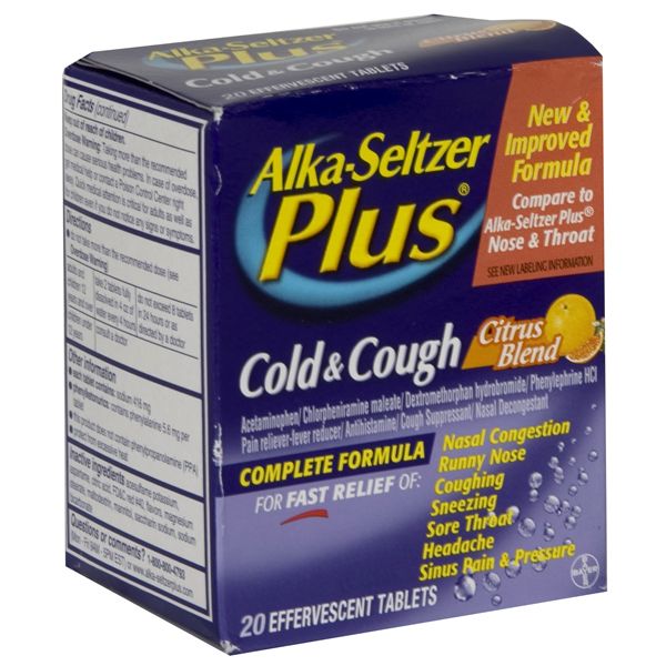 Alka-Seltzer Plus Cold & Cough, Citrus Blend, Effervescent Tablets, 20 tablets at Kmart.com