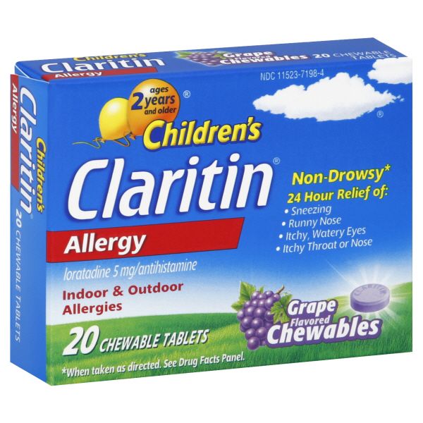 Claritin Children's Allergy, 5 mg, Grape Flavored Chewables, Tablets, 20 tablets at Kmart.com