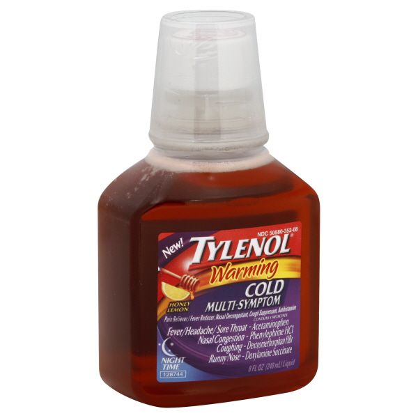 Tylenol Warming Cold, Multi-Symptom, Night Time, Liquid, Honey Lemon, 8 fl oz (240 ml) at Kmart.com