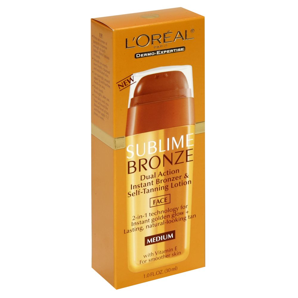 L'Oreal Dermo-Expertise Sublime Bronze Dual Action Instant Bronzer & Self-Tanning Lotion, with Vitamin E, Face, Medium, 1 fl oz (30 ml) at Kmart.com