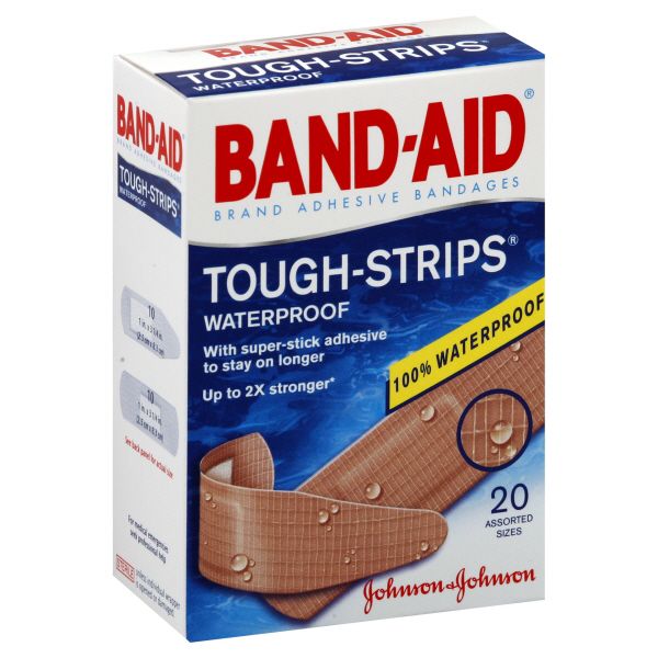 Band-Aid Tough-Strips Adhesive Bandages, Waterproof, Assorted Sizes, 20 bandages at Kmart.com