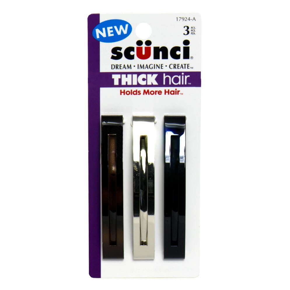 Scunci Barrettes, Thick Hair, Assorted Colors, 3 barrettes at Kmart.com