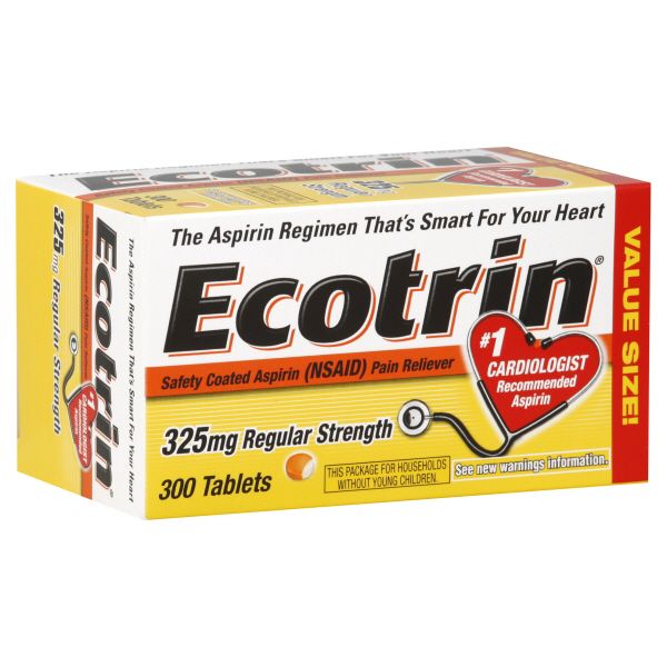 Ecotrin Aspirin, Safety Coated, 325 mg, Tablets, 300 tablets at Kmart.com