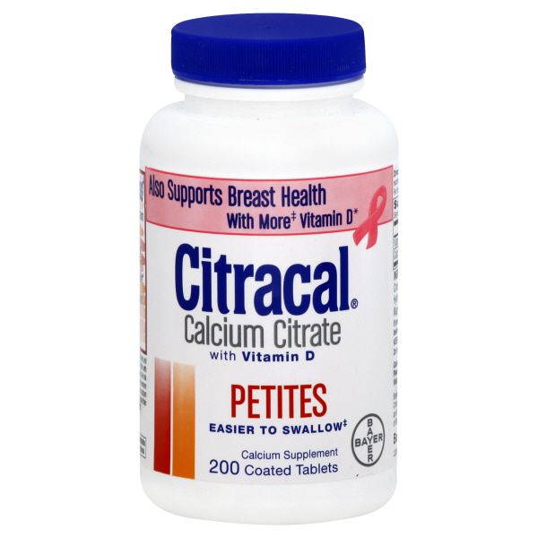 Citracal Calcium Citrate, with Vitamin D, Petites, Coated Tablets, 200 tablets at Kmart.com