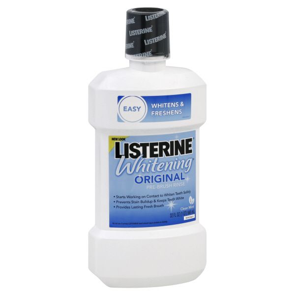 Listerine Whitening Pre-Brush Rinse, Original, Clean Mint, 32 fl oz (1 qt) 946 ml