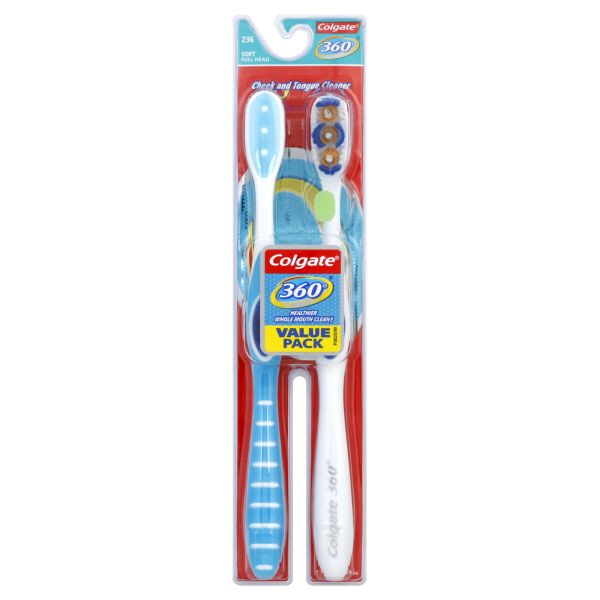 Colgate 360 Degrees Toothbrushes, Soft, Full Head 236, Value Pack, 2 toothbrushes at Kmart.com