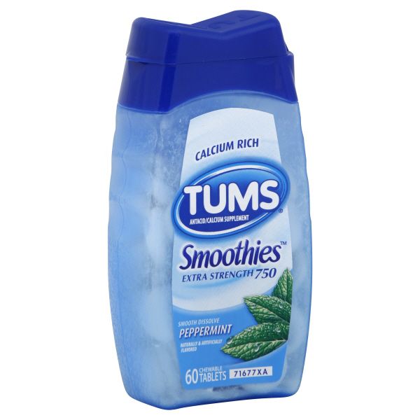 Tums Smoothies Antacid/Calcium Supplement, Extra Strength 750, Peppermint, Chewable Tablets, 60 tablets at Kmart.com