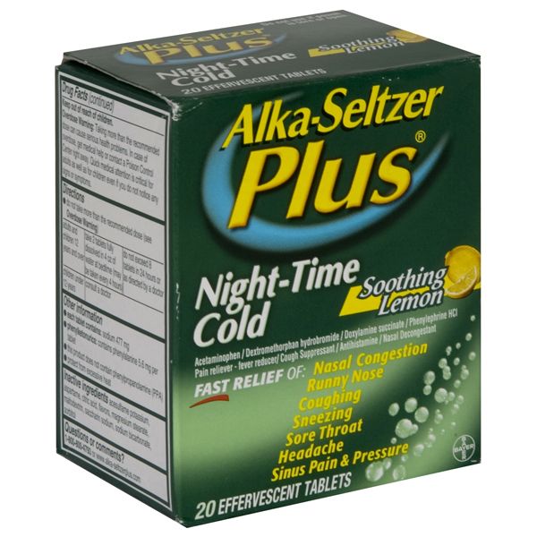 Alka-Seltzer Plus Night-Time Cold, Soothing Lemon, Effervescent Tablets, 20 tablets at Kmart.com