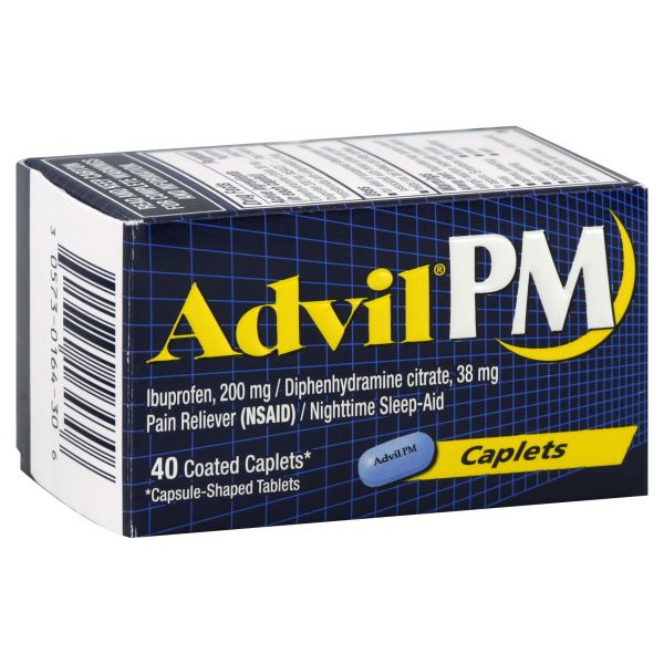 Advil PM Pain Reliever/Nighttime Sleep-Aid, Coated Caplets, 40 caplets