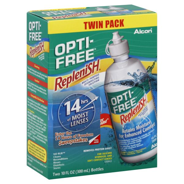 Alcon Opti-Free Replenish Disinfecting Solution, Multi-Purpose, Twin Pack, 2 - 10 fl oz (300 ml) bottles at Kmart.com
