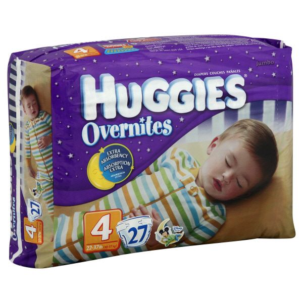 Huggies Overnites Jumbo Diapers 31 Count Size 4 22-37 Pounds Soft Pack