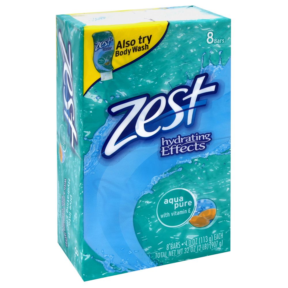 Zest Hydrating Effects Bar Soap, Aqua Pure, with Vitamin E, 8 - 4.0 oz (113 g) bars [32 oz (2 lb) 907 g] at Kmart.com