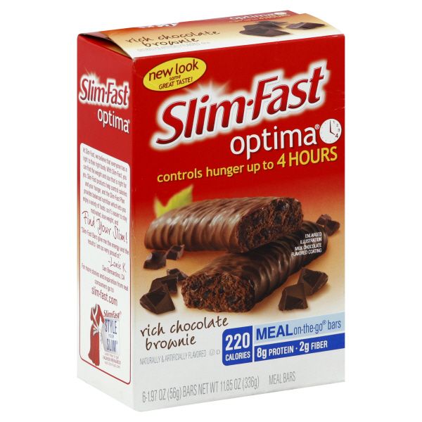 Slim-Fast Optima Meal Bars, Rich Chocolate Brownie, 6 - 1.97 oz (56 g) bars [11.85 oz (336 g)] at Kmart.com