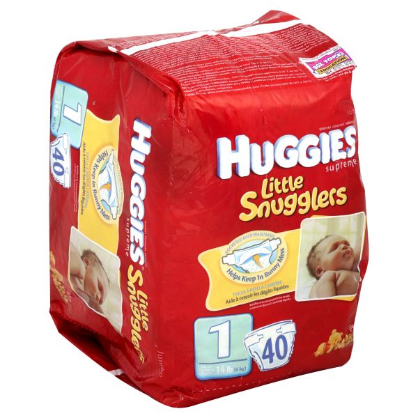 Huggies Supreme Little Snugglers Diapers, Size 1 (Up to 14 lb), Disney Baby, Jumbo, 40 diapers