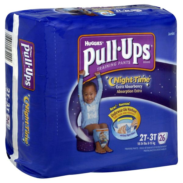 Huggies Pull-Ups Night Time Training Pants, Size 2T-3T (18-34 lbs), Jumbo, 26 pants