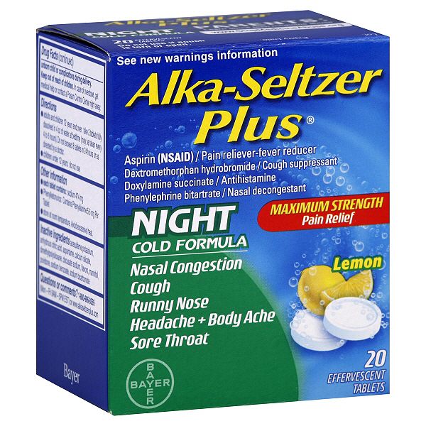 Alka-seltzer Plus Cold Formula, Night, Maximum Strength, Effervescent      31769