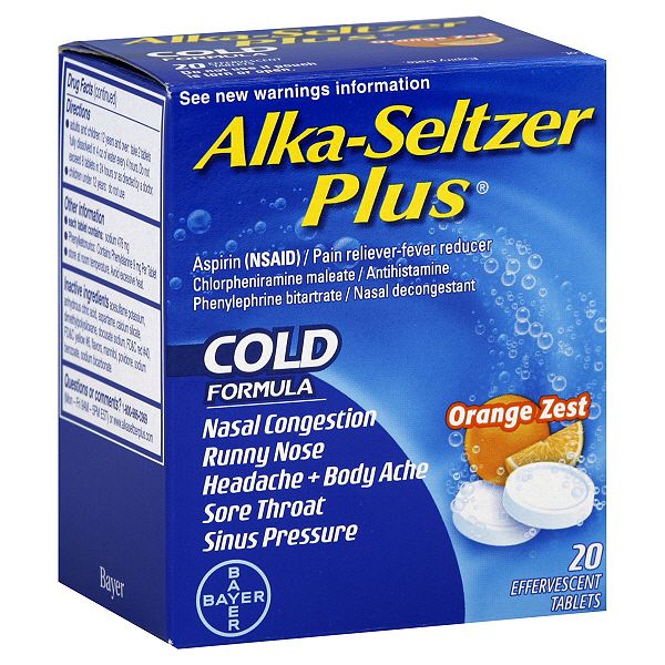 Alka-seltzer Plus Cold Formula, Effervescent Tablets, Orange Zest, 20      31770