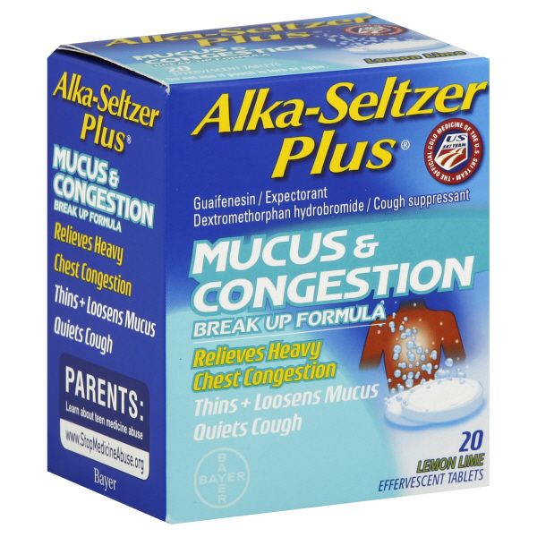 Alka-Seltzer Plus Mucus & Congestion, Lemon Lime, Effervescent Tablets, 20 tablets at Kmart.com