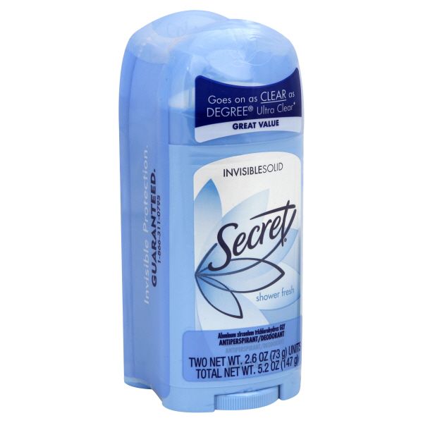 Secret Antiperspirant/Deodorant, Invisible Solid, Shower Fresh, 2 - 2.6 oz (73 g) units [5.2 oz (147 g)] at Kmart.com