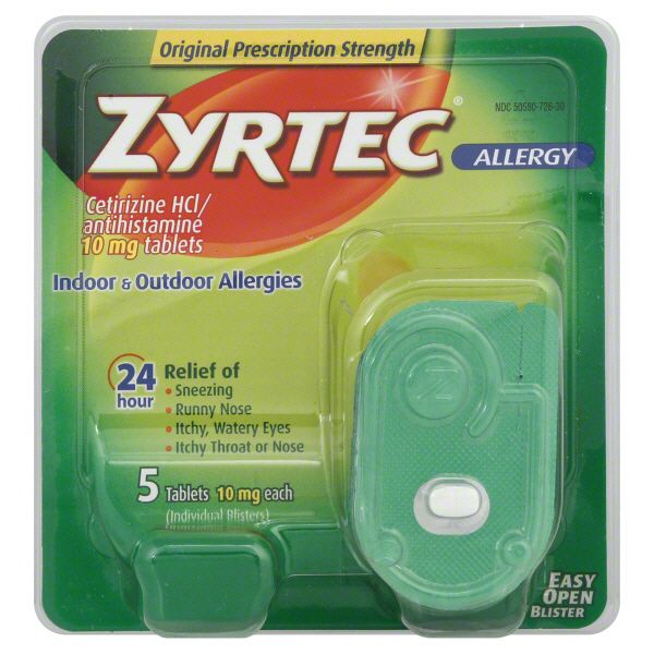Zyrtec Allergy, Original Prescription Strength, 10 mg, Tablets, 5 tablets at Kmart.com