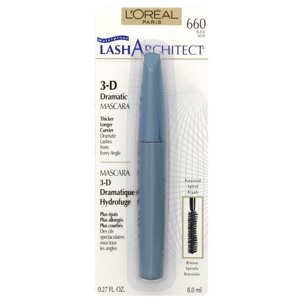 L'Oreal Lash Architect 3-D Dramatic Mascara, Waterproof, Black 660, 0.27 fl oz (8.0 ml) at Kmart.com