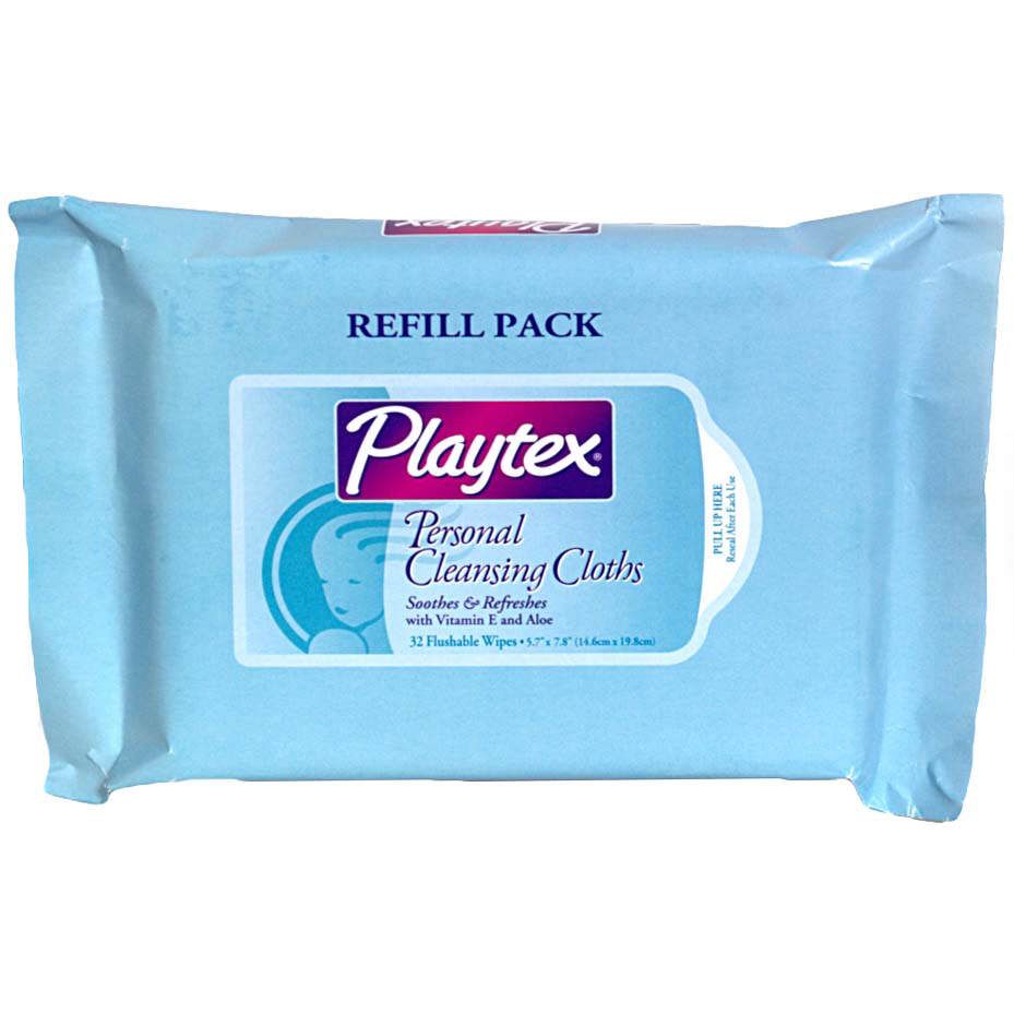 Playtex Personal Cleansing Cloths with Vitamin E and Aloe, Refill Pack, 32 wipes at Kmart.com