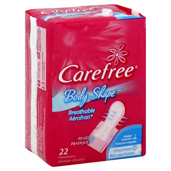 Carefree Body Shape Pantiliners, Medium Protection, Unscented, 22 pantiliners at Kmart.com