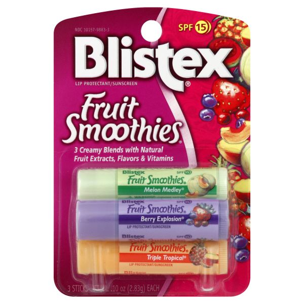 Blistex Fruit Smoothies Lip Protectant/Sunscreen, Assorted, SPF 15, 3 - 0.10 oz (2.83 g) sticks at Kmart.com