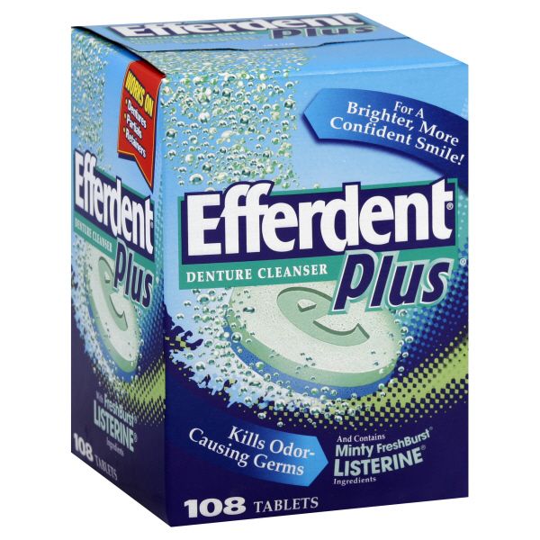 Efferdent Plus Denture Cleanser, Minty FreshBurst Listerine, Tablets, 108 tablets at Kmart.com