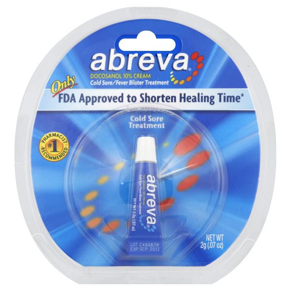 Abreva Cold Sore/Fever Blister Treatment, Docosanol 10%, Cream, 0.7 oz (2 g)