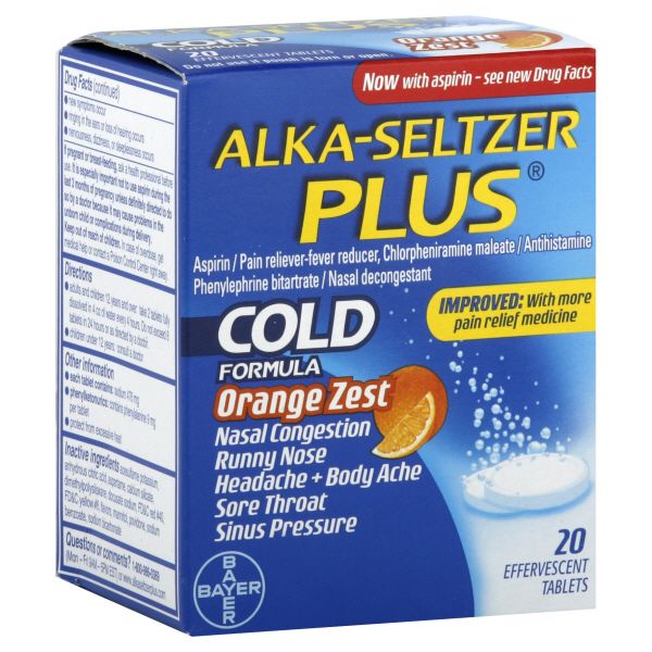 Alka-Seltzer Plus Cold Formula, Orange Zest, Effervescent Tablets, 20 tablets at Kmart.com