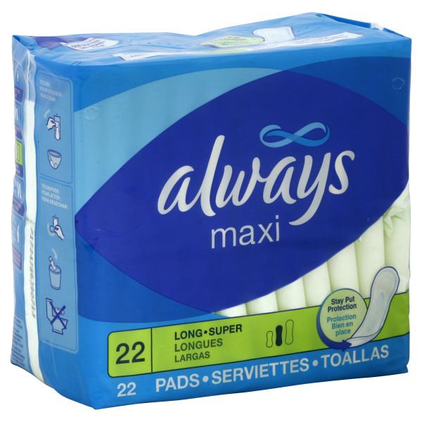 Always Maxi Pads, Long-Super, 22 pads at Kmart.com