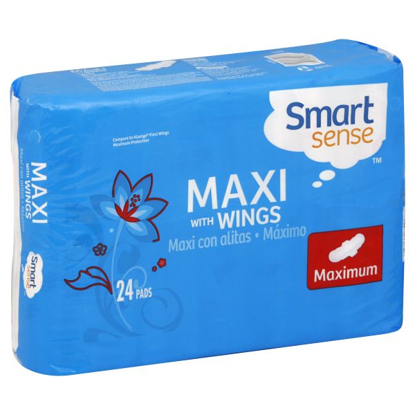 Smart Sense Maxi Pads, with Wings, Maximum, Unscented, 24 pads at Kmart.com