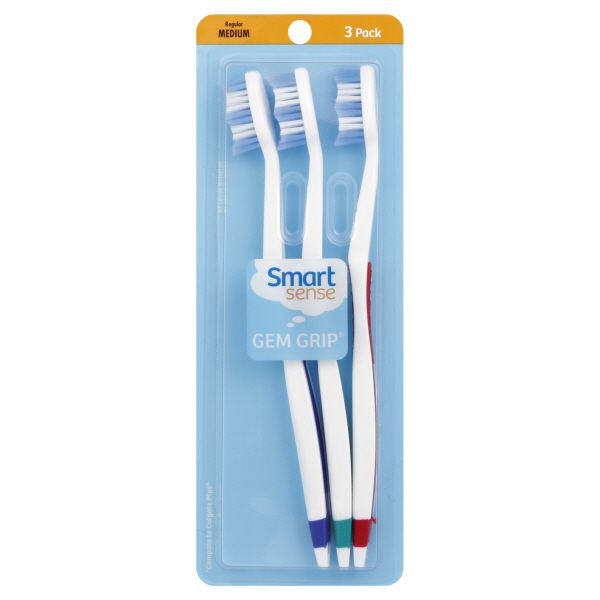 Smart Sense Gem Grip Toothbrushes, Regular, Medium, 3 pack at Kmart.com