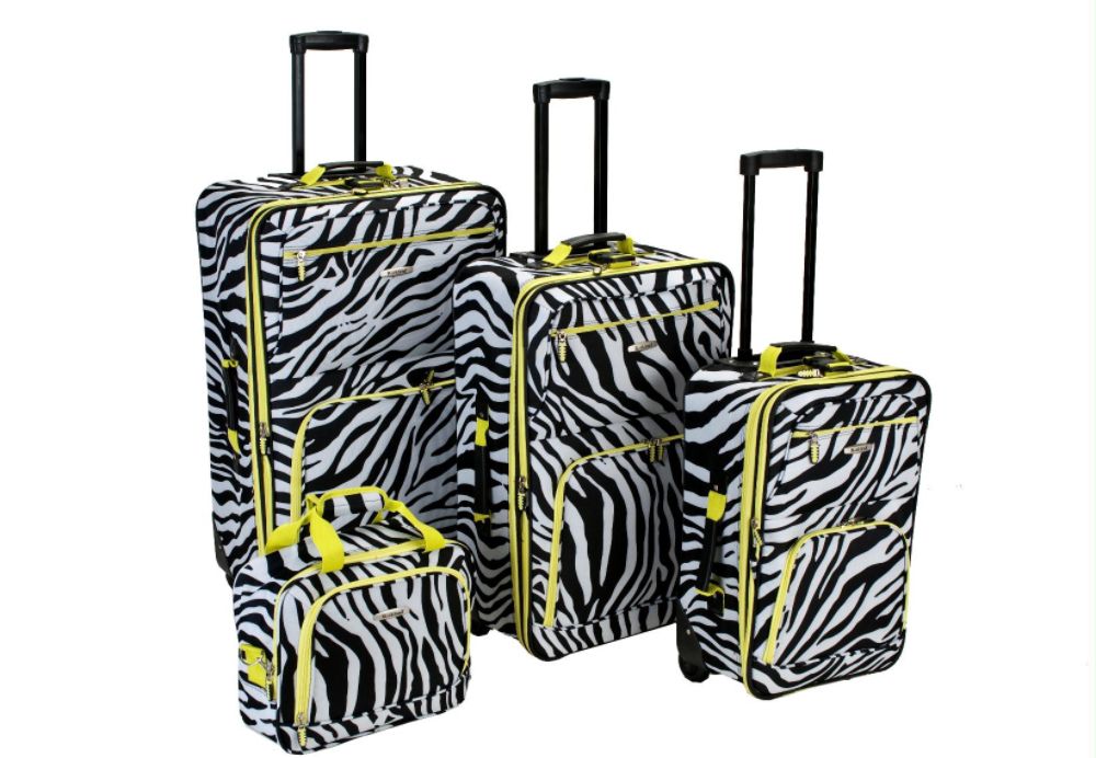 Rockland Fox Luggage 4PC LIME ZEBRA LUGGAGE SET at Kmart.com