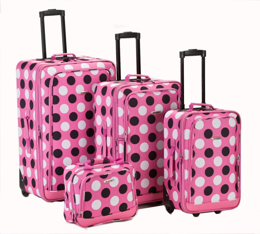 Rockland Fox Luggage 4PC PINK DOT LUGGAGE SET at Kmart.com