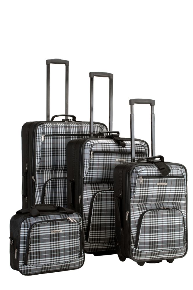 Rockland Fox Luggage 4PC BLACK PLAID LUGGAGE SET at Kmart.com