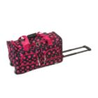 22" ROLLING DUFFLE BAG, BLACK/PINK DOT