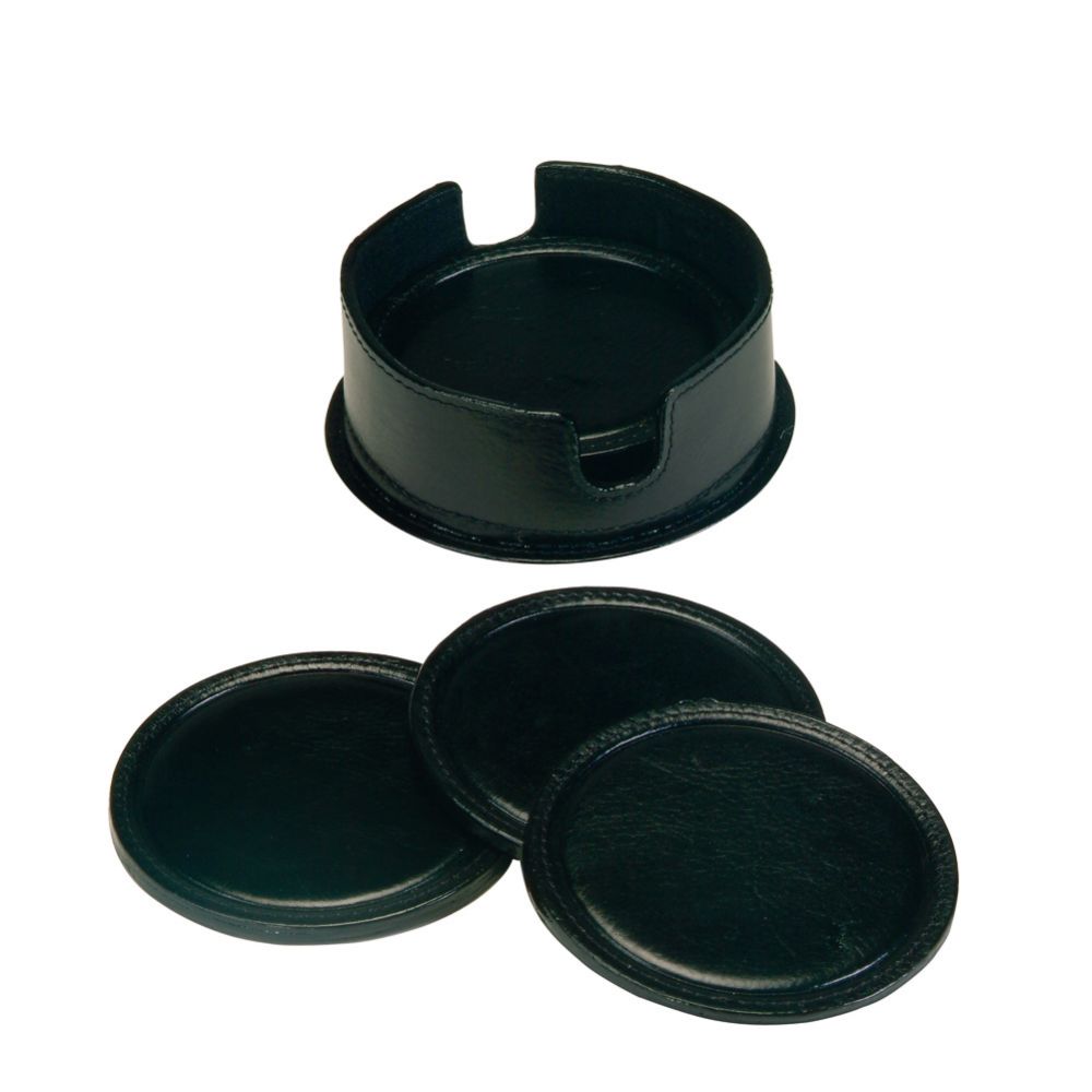 Royce Leather 6 Leather Coasters in Leather Holder at Sears.com