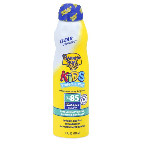 Banana Boat Kids Sunscreen, Continuous Spray, SPF 85, Clear UltraMist, 6 fl oz (177 ml)